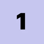 Black number "1" centered on a light purple square.