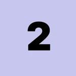 Black number "2" centered on a light purple square.