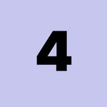 Black number "4" centered on a light purple square.