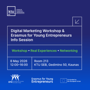 Event banner for "Digital Marketing Workshop and Erasmus for Young Enterpreneurs Info Session"