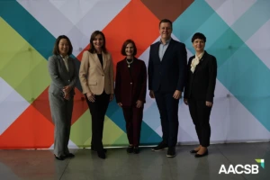 KTU representatives receiving the AACSB accreditation in the USA